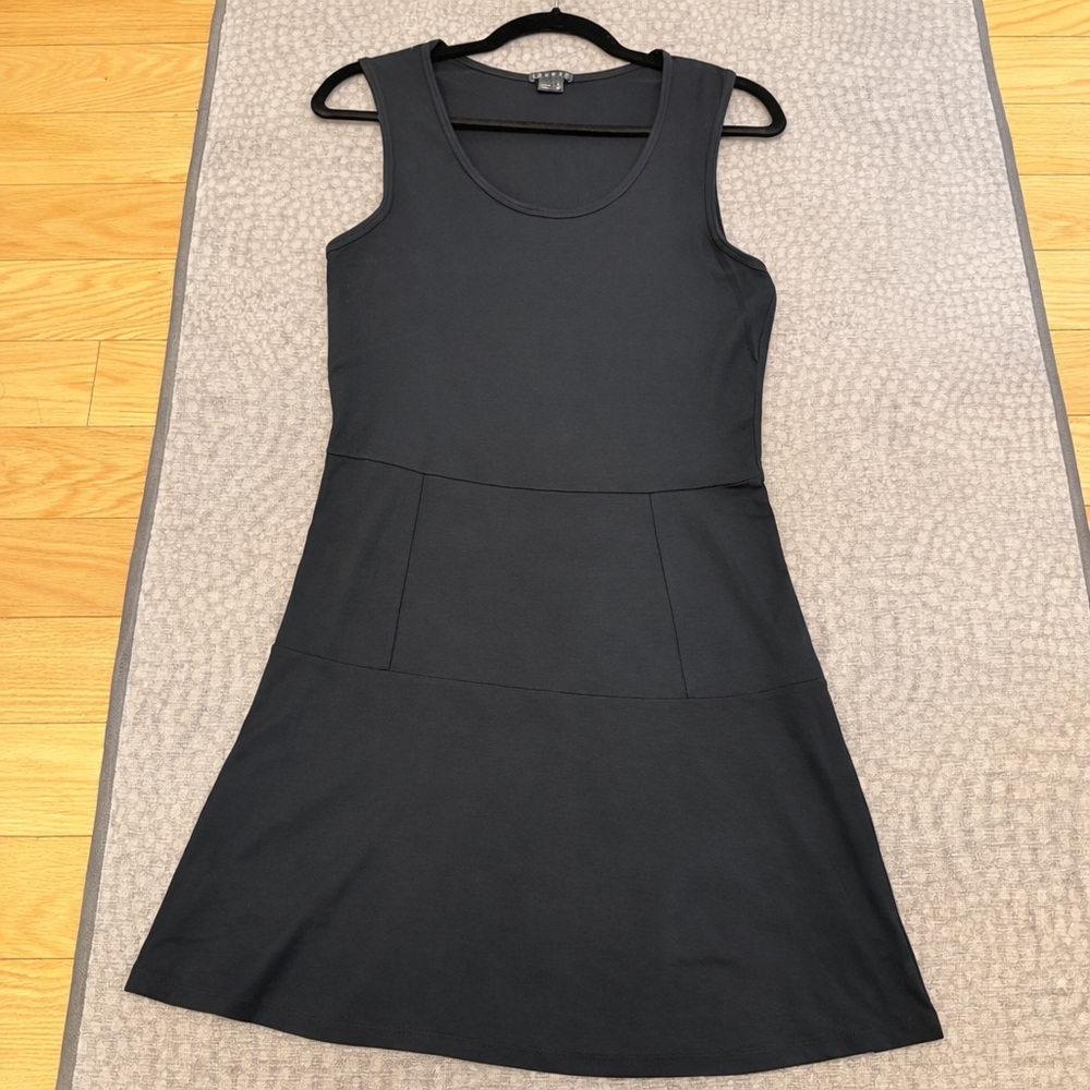 Theory Black Pima Cotton-Modal Fit & Flare Dress